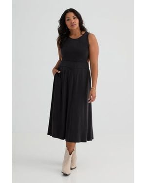 KADA The Cupro Cut Away Dress - Black