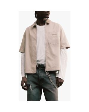 Represent Ramona Short Sleeve Zip-Up Shirt - Natural