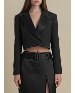 Contessa Mills Morgaine Stretch Sateen Structured Refined Cropped Blazer - Black