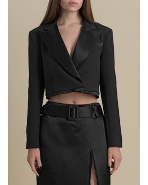 Contessa Mills Morgaine Stretch Sateen Structured Refined Cropped Blazer - Black