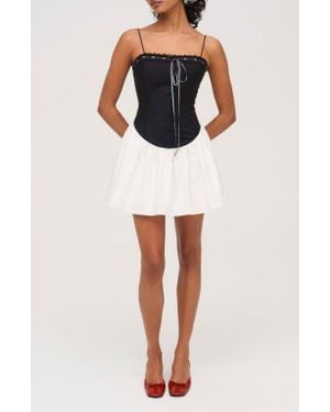 For Love & Lemons Anabella Mixed Media Minidress - White