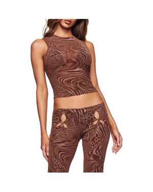 I.AM.GIA Amina Burnout Print Crop Tank - Brown