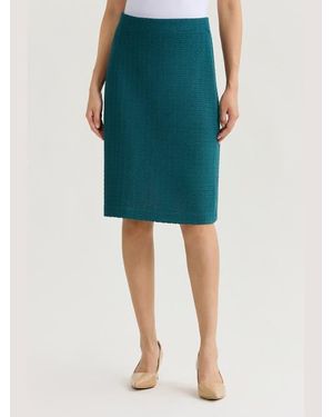 Misook Tonal Grid Straight Knit Skirt - Green