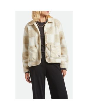 Brixton Delilah Plaid High Pile Fleece Jacket - Natural