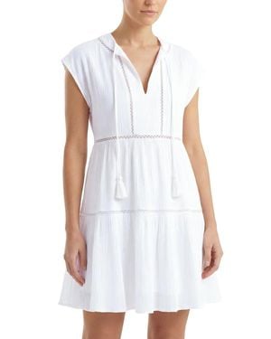 Change of Scenery Gari Cotton Cover-Up Cap Sleeve Dress - White