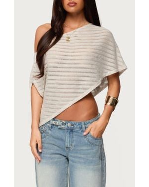 Edikted Loma Metallic Asymmetric One-Shoulder Knit Top - Gray