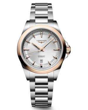 Longines Conquest 18K Rose Bezel Automatic Bracelet Watch, 30Mm - Gray