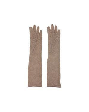 Agnelle Mid Length Lace Gloves - White