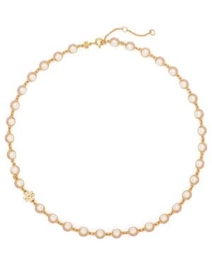 Tory Burch Moondance Faux Pearl Necklace - Metallic