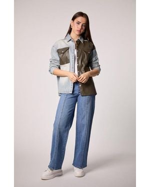 Blue Revival Unreal Leather & Denim Shacket - Blue