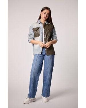 Blue Revival Unreal Leather & Denim Shacket - Blue