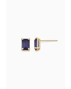 Oradina 14K Date Me Birthstone Stud Earrings - Blue