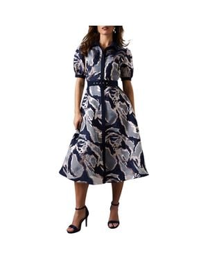 Coast Short Sleeve Jacquard Shirt Dress - Black