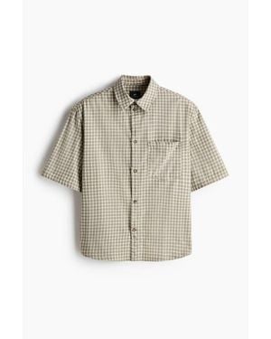 H&M Relaxed Fit Short-Sleeved Cotton Shirt - Multicolor