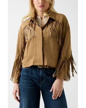 Guess Ibby Faux Suede Fringe Jacket - Blue