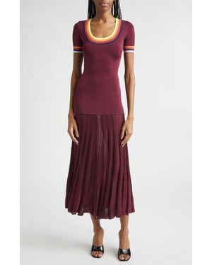 Christopher John Rogers Saucer Neck Maxi Sweater Dress - Red