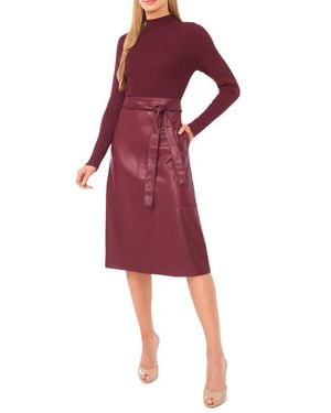Ted Baker Mixed Media Long Sleeve Dress in Brown | Lyst