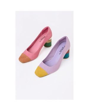 Charlotte Stone Risa Mismatch Cap Toe Pump - Pink