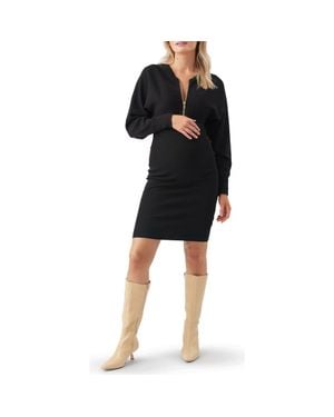 Ripe Maternity Zip Knit Nursing Dress - Black