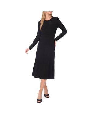 Ted Baker Metallic Mixed Stitch Long Sleeve Midi Sweater Dress - Black
