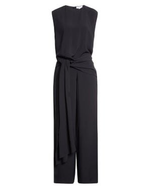 Alaïa Tie Front Open Back Jersey Jumpsuit - Blue