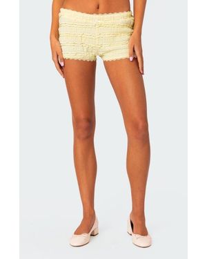 Edikted Lucy Ruffle Lace Shorts - Orange
