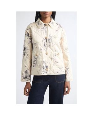 Cinq À Sept Sketched Floral Alexa Quilted Jacket - White
