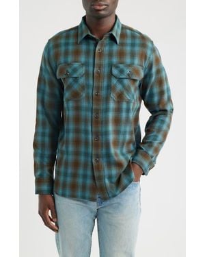 Pendleton Burnside Plaid Cotton Flannel Button-Up Shirt - Green