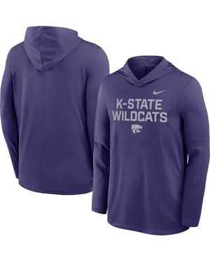 Nike Kansas State Wildcats 2025 Sideline Dri-Fit Long Sleeve Hoodie T-Shirt - Blue