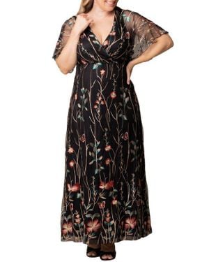Kiyonna Embroidered Elegance Floral Gown - Black