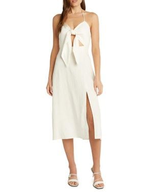 Willow Tie Front Midi Dress - White