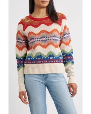 Pendleton Raglan Sleeve Cotton Sweater - Red