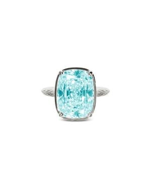Sterling Forever Elongated Cushion Statement Ring - Blue
