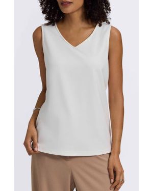 Foxcroft Callie Sleeveless Crepe Knit Top - White