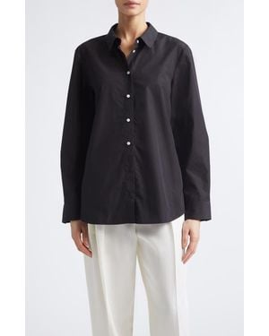 Partow Bryant Cotton Poplin Button-Up Shirt - Black