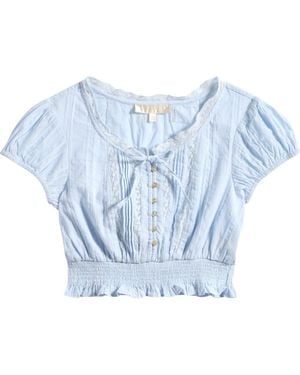 LoveShackFancy Kids' Shoreline Smocked Cotton Top - Blue