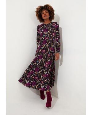 Joe Browns Stretch Knit A-Line Midi Dress - Purple