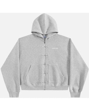 AELFRIC EDEN Boxy Metal Toggle-Zip Up Hoodie - Gray