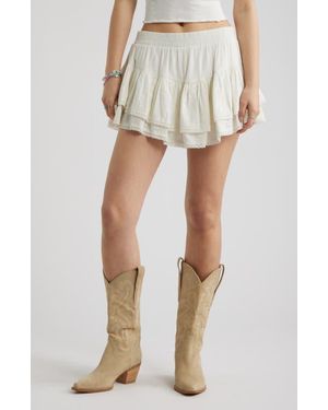 BP. Lace Trim Ruffle Skort - White