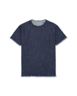 Fortela Fringed Oversize T-Shirt Dress - Blue
