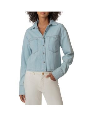 Kut From The Kloth Aubrey Cropped Long Sleeve Button Down Shirt - Blue