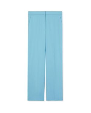 St. John Wool Twill Straight Leg Pants - Blue