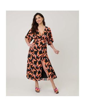 Unique Vintage 1970S Wrap Midi Dress - Brown