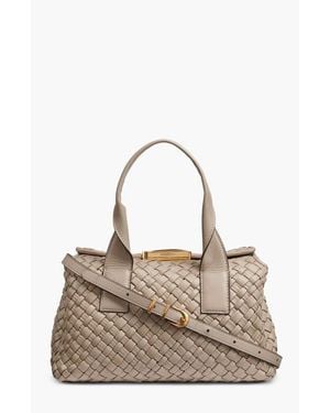 Donna Karan Amagansett Woven Leather Satchel - Brown