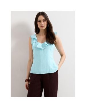 Phase Eight Rhona Sleeveless Linen Blend Blouse - Blue
