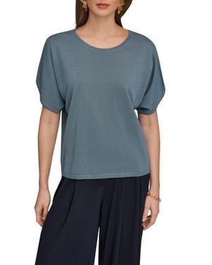 Donna Karan Slit Short Sleeve Sweater - Blue