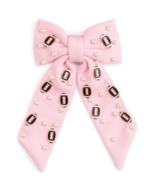 Sweet Wink Football Pearl Bow Clip - Pink