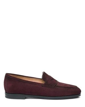 Santoni Suede Carla Loafer - Red