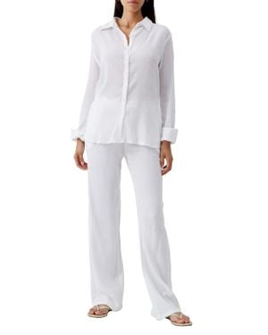 Melissa Odabash Tina Core Cotton Gauze Button-Up Cover-Up Shirt - White
