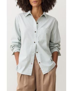 Marine Layer Jane California Relaxed Stripe Button-Up Shirt - Gray